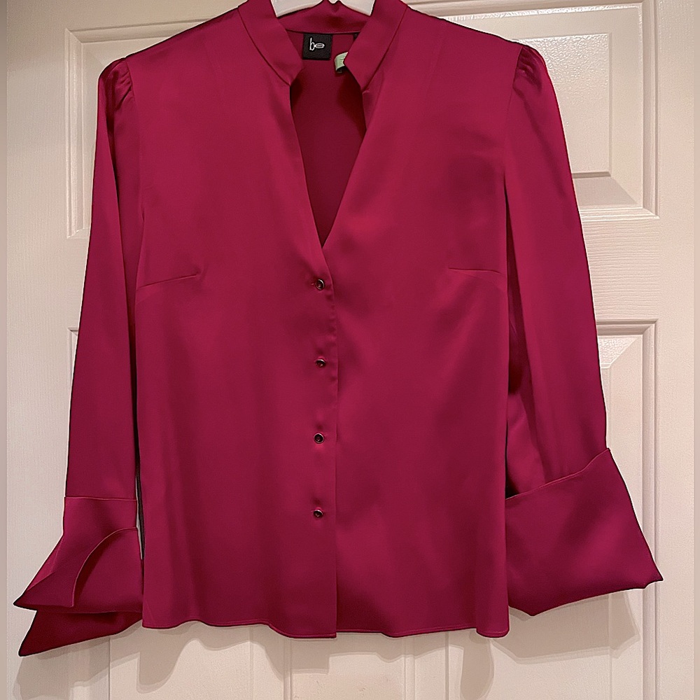 Dark Cherry Silk Blouse by be - Size 8